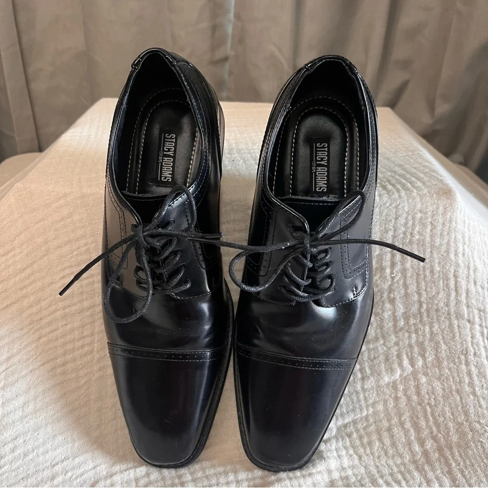 Men's Stacy Adams Shoes Sz 10M Waltham Leather Cap Toe Oxford Black 20138-001